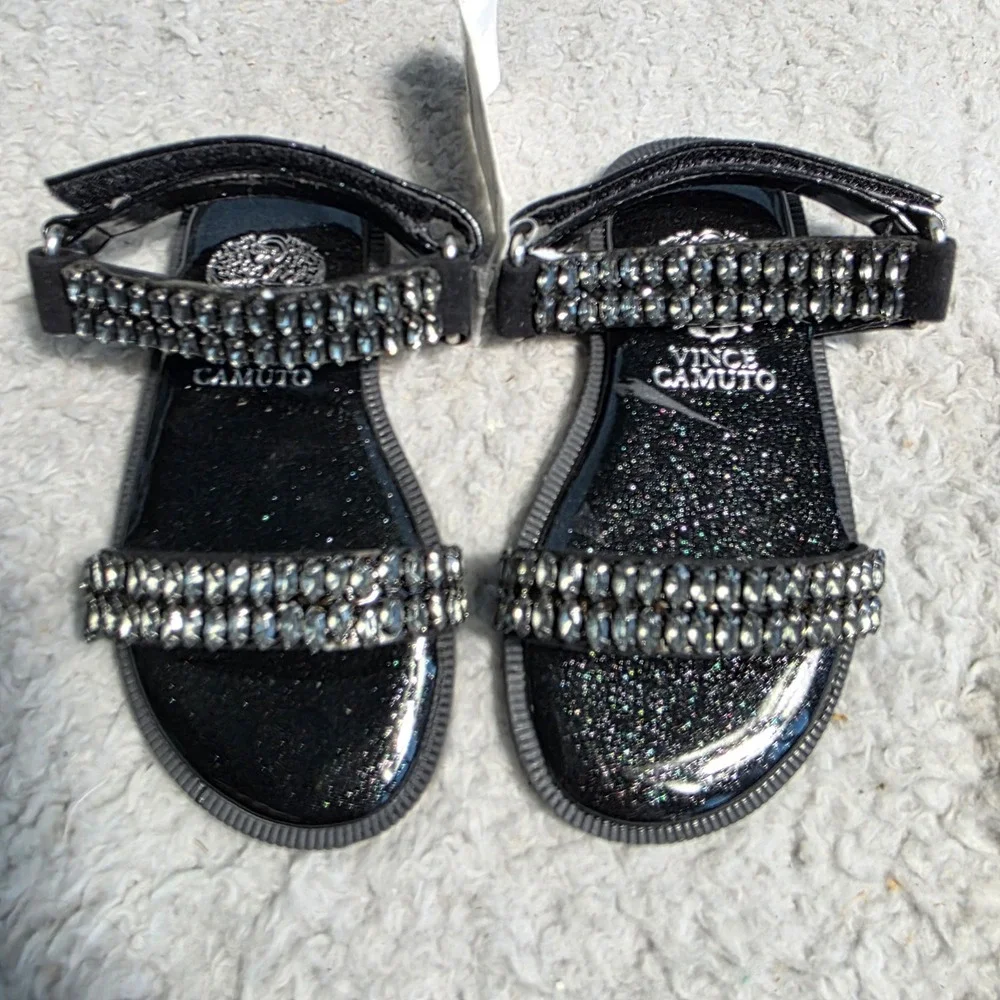Vince Camuto Rhinestone Jelly Sandals Toddler Girls 7 Black NWOT Sparkly Glitter